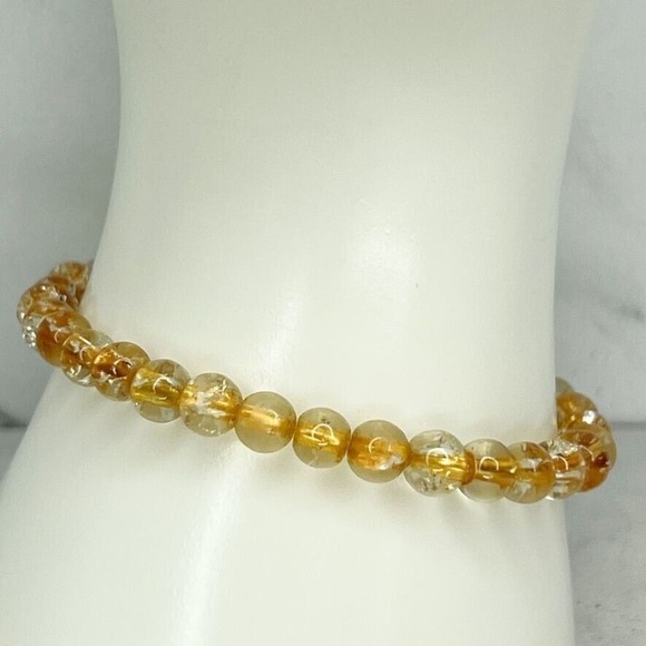 Clear and Gold Beaded Stretch Bracelet - Picture 3 of 6